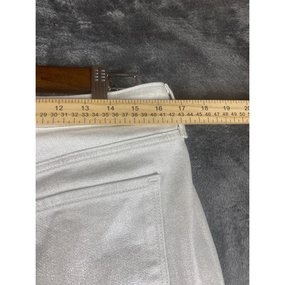 Old Navy Womens‎ 10 Jeans Silver Slim High Rise Festival Disco Glam Retro Party
